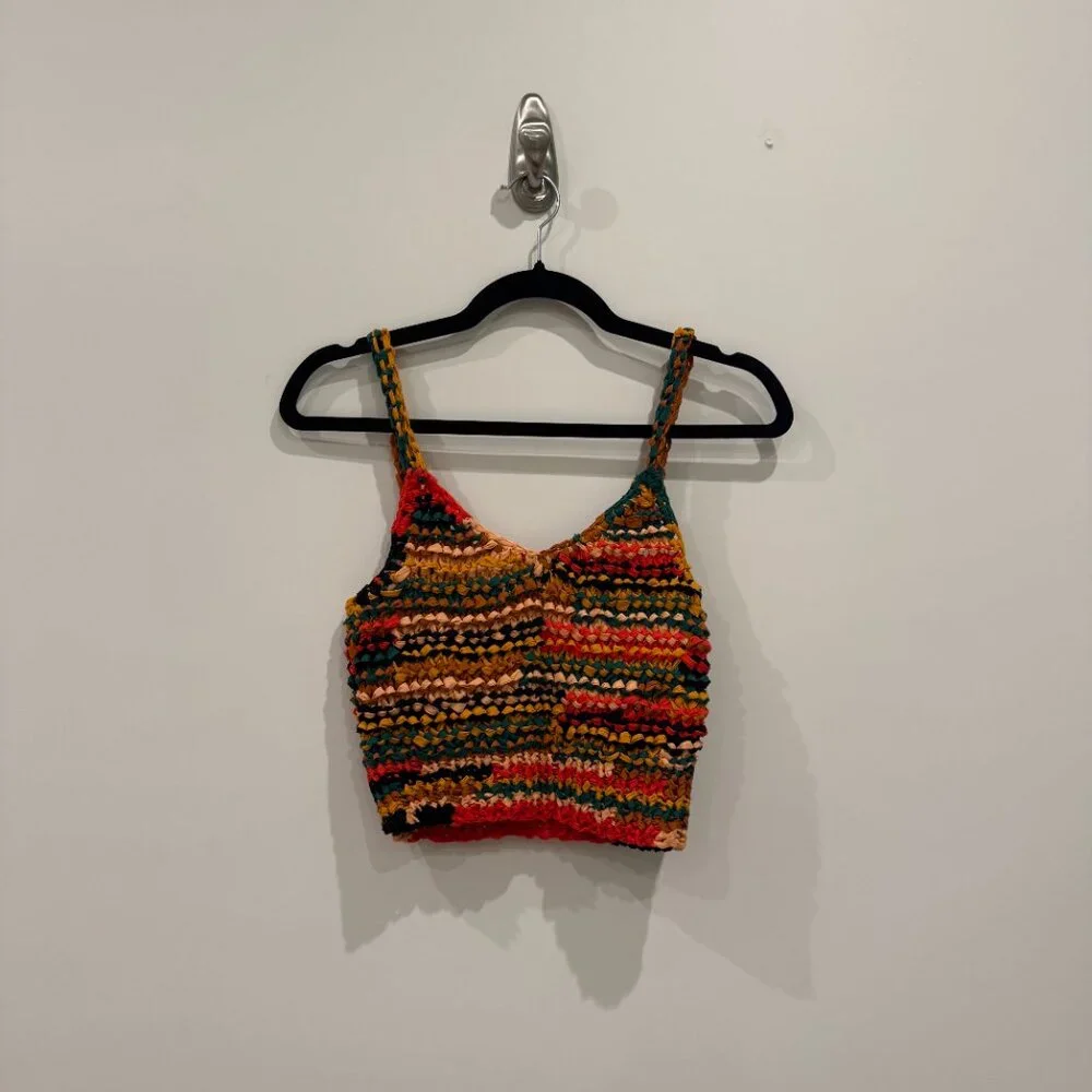 Ulla Johnson Handmade Multicolor Crochet Crop Top Cotton Silk Size S - Picture 2 of 4